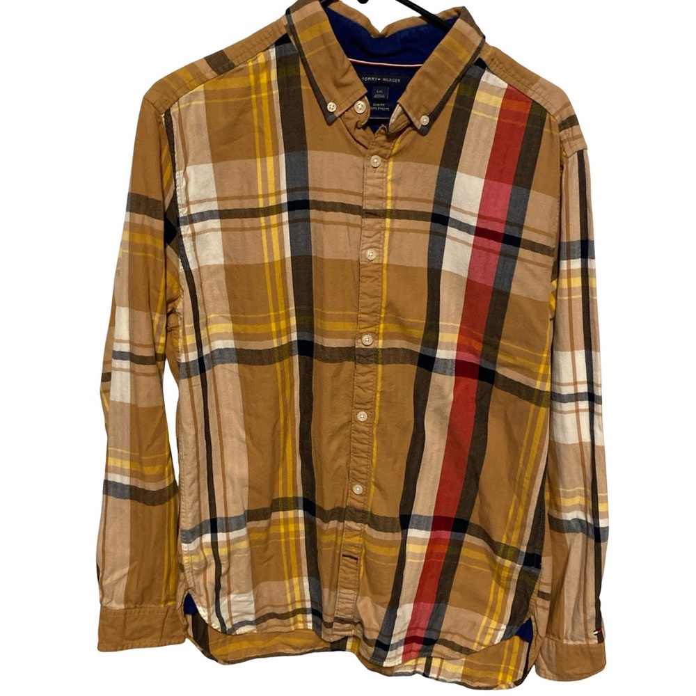 Tommy Hilfiger Men's Plaid Button-Down Shirt Size Large